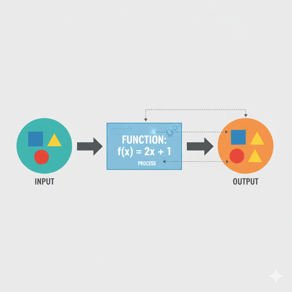 Diagram showing the function concept with input, process, and output